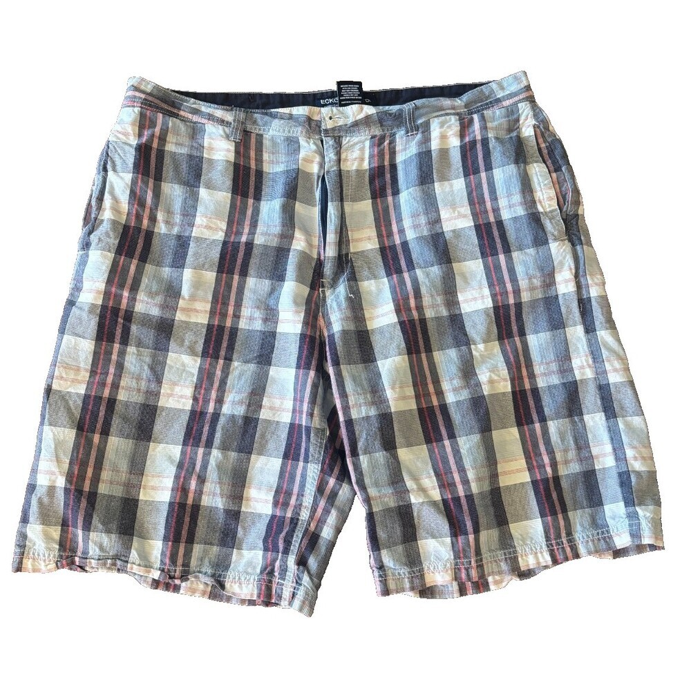 Ecko Unltd Men's Plaid Shorts Size 40 Gray Navy Y2K Streetwear
